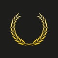 Laurel wreath icon. Golden Award and victory symbol. Trophy and prize for winners. Vector illustration Royalty Free Stock Photo